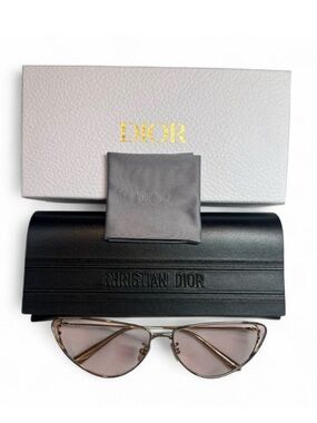 Dior Gold-Tone Frame Sunglasses with Pale Pink Lenses
